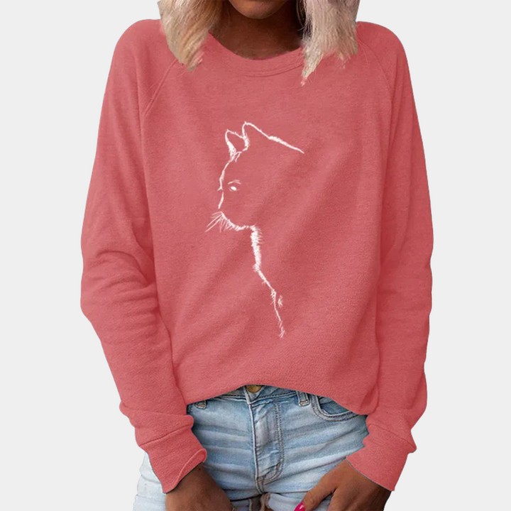 Stylish ladies' jumper with adorable cat - perfect for any occasion!