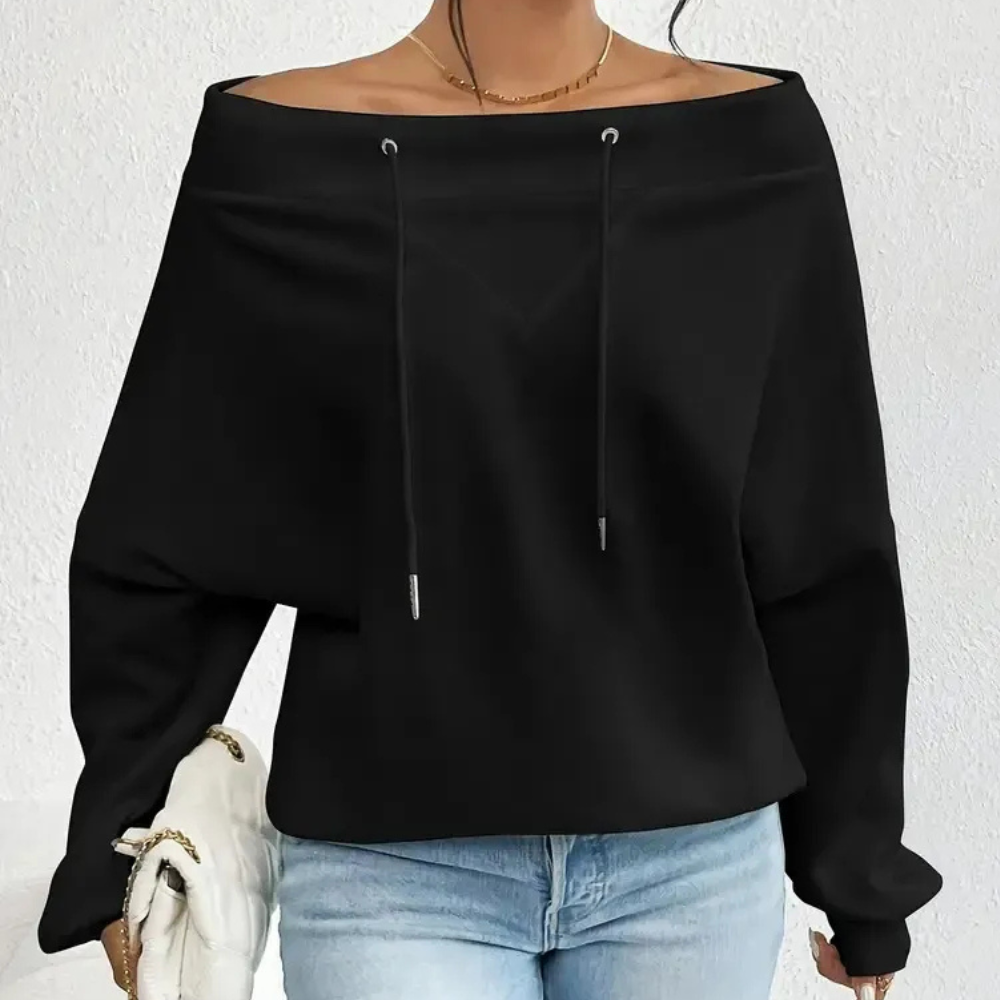 EDNA sweatshirt with frilled shoulders - a combination of comfort and modern feminine elegance!