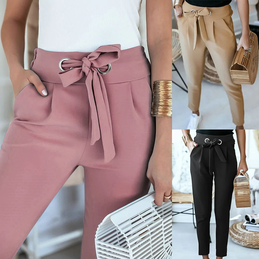 ANGELIEN - FASHIONABLE CASUAL TROUSERS WITH AN ELEGANT HIGH-WAISTED LOOK