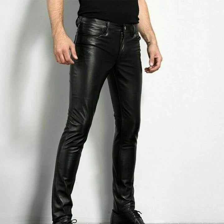 Men's smart black faux leather trousers - BRENT Edition