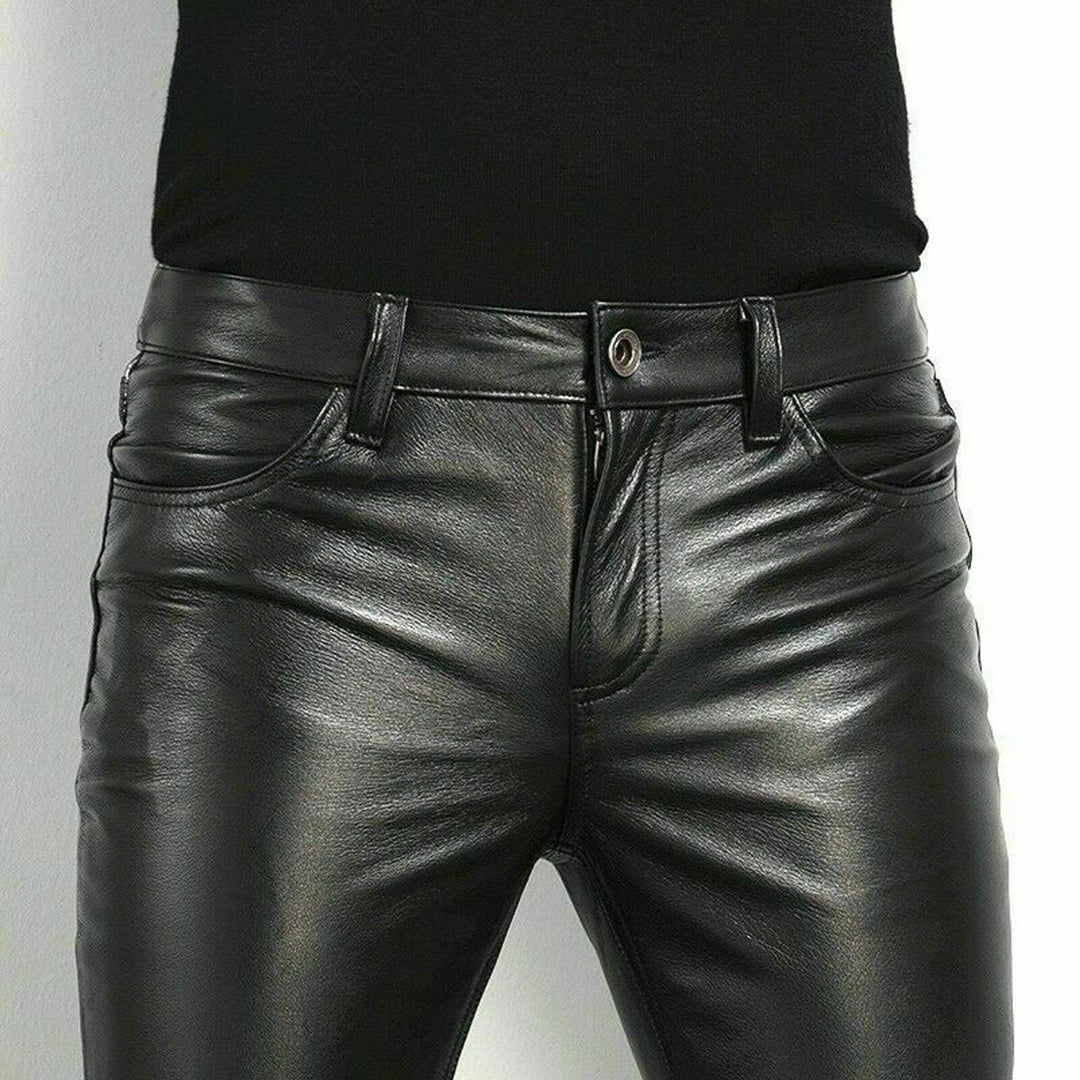 Men's smart black faux leather trousers - BRENT Edition