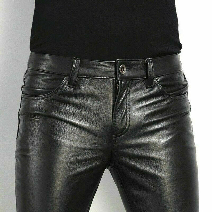 Men's smart black faux leather trousers - BRENT Edition