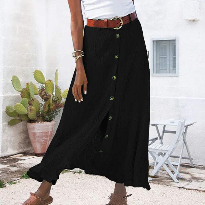 LEXIE - Elegant maxi skirt with striking front buttons