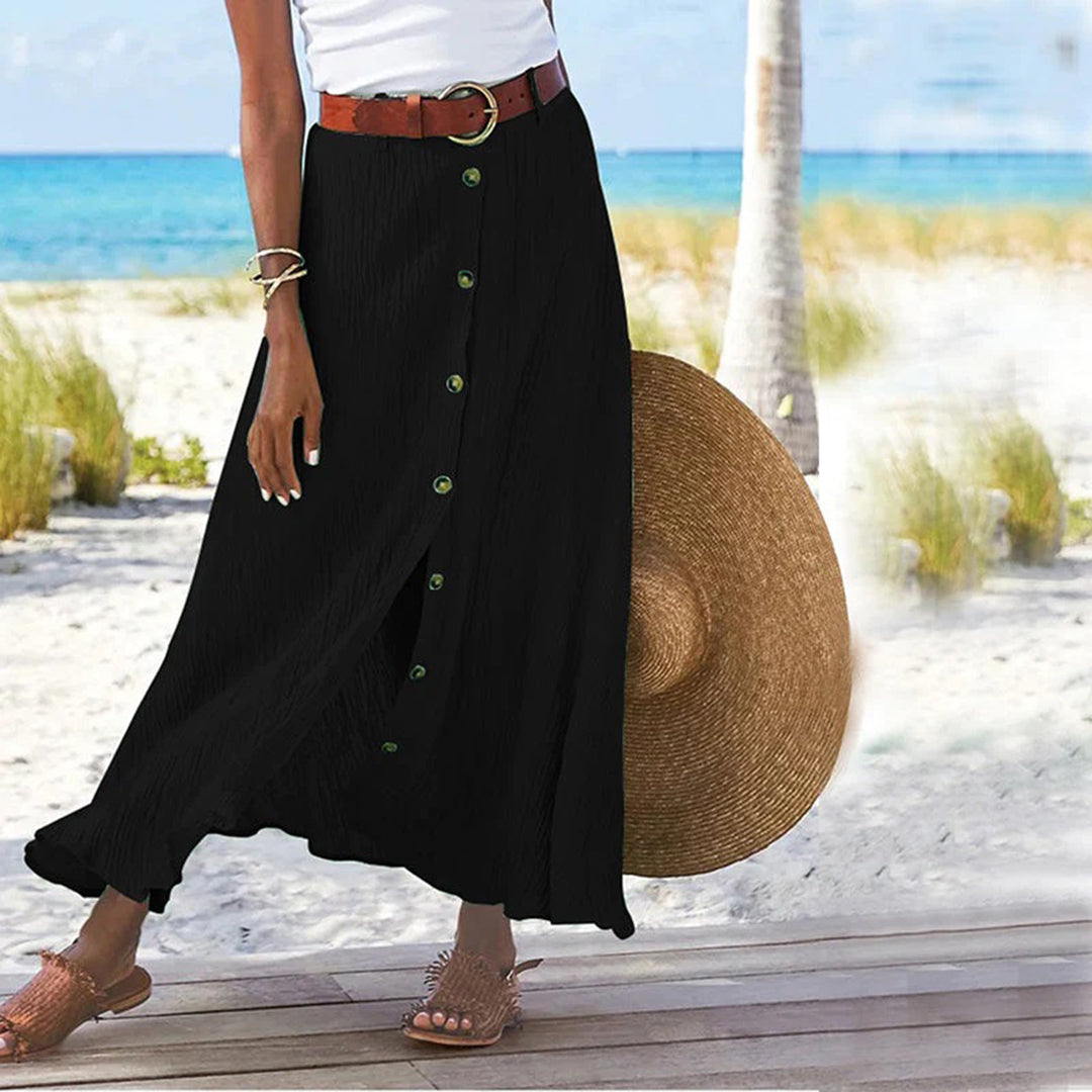 LEXIE - Elegant maxi skirt with striking front buttons