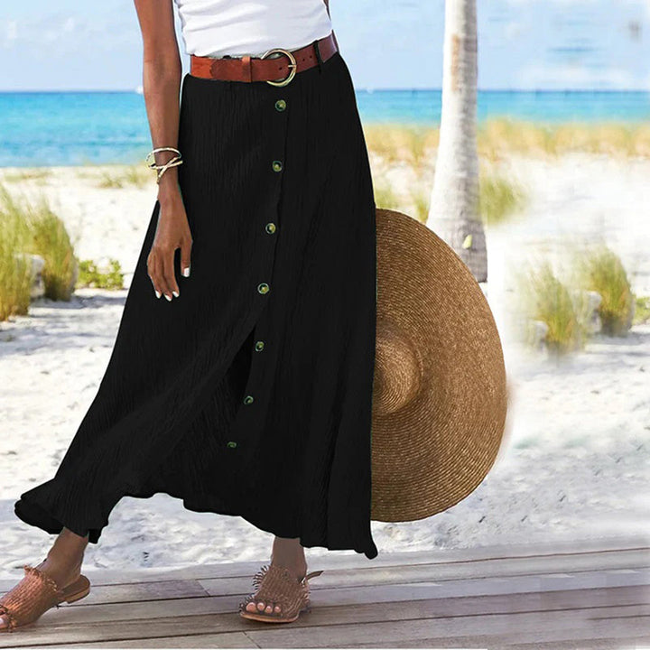 LEXIE - Elegant maxi skirt with striking front buttons