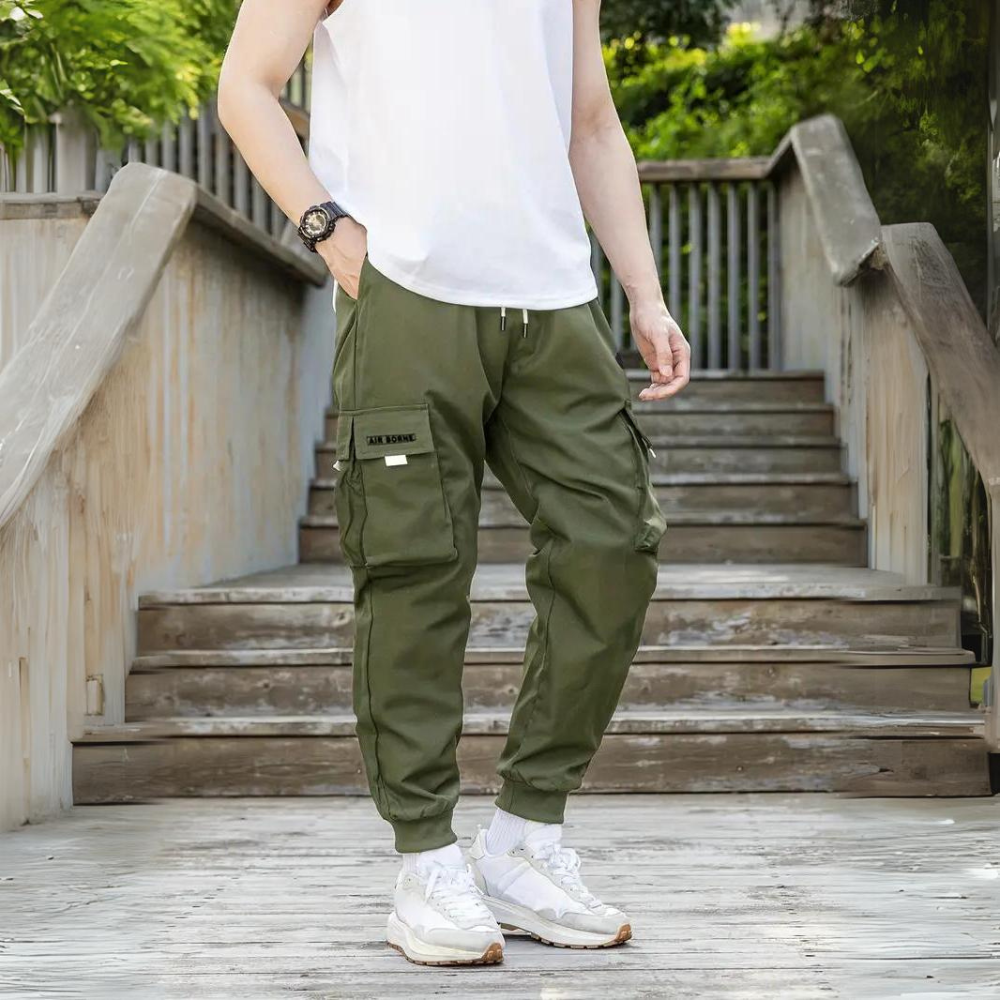 Stylish men's cargo trousers with comfort drawstring - ATHANASIOS