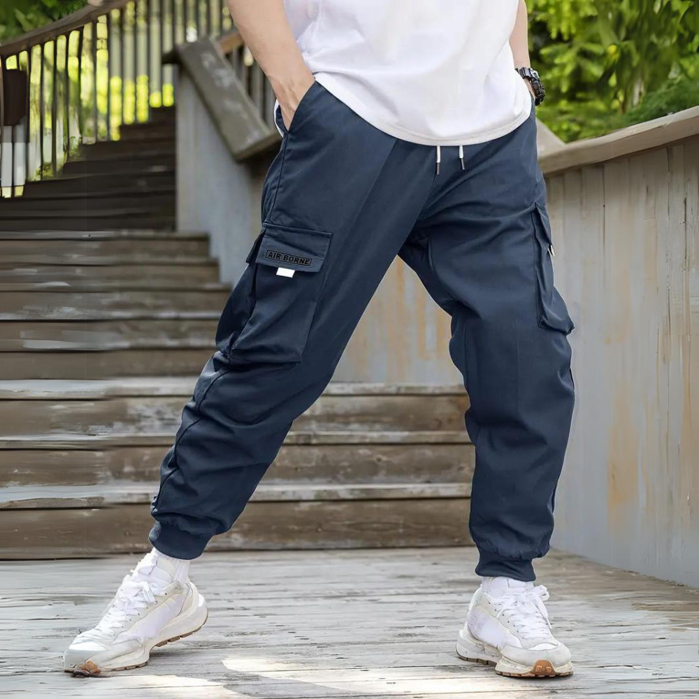 Stylish men's cargo trousers with comfort drawstring - ATHANASIOS