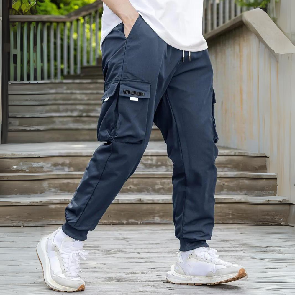 Stylish men's cargo trousers with comfort drawstring - ATHANASIOS