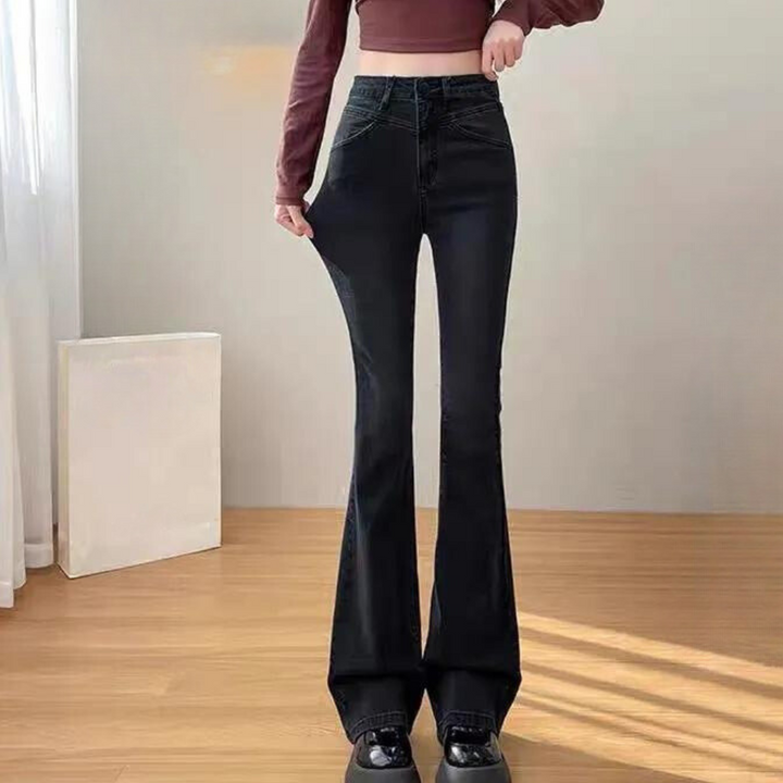 Elegant black flared trousers for women by AIJA - the perfect choice for any occasion!