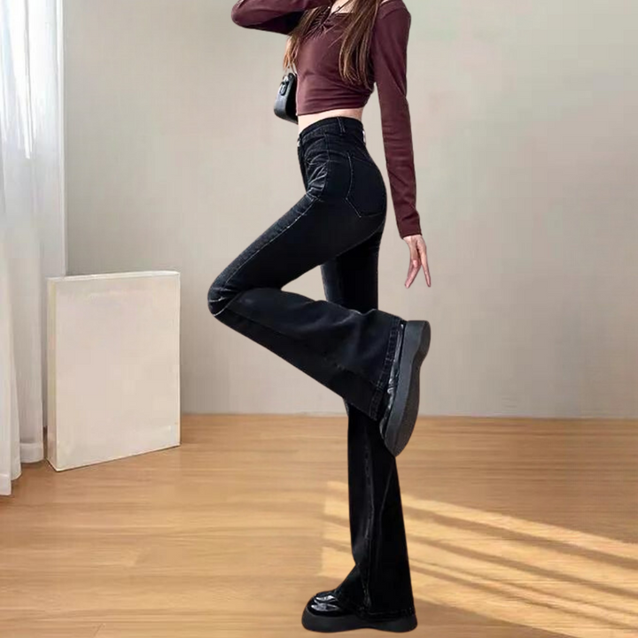 Elegant black flared trousers for women by AIJA - the perfect choice for any occasion!