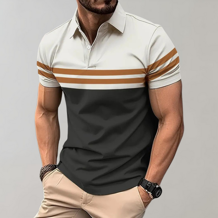 Elegant men's striped polo in casual style