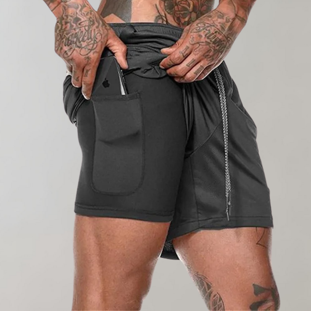 Elliot - Ultra versatile and comfortable men's 2-in-1 fitness shorts