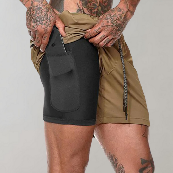 Elliot - Ultra versatile and comfortable men's 2-in-1 fitness shorts