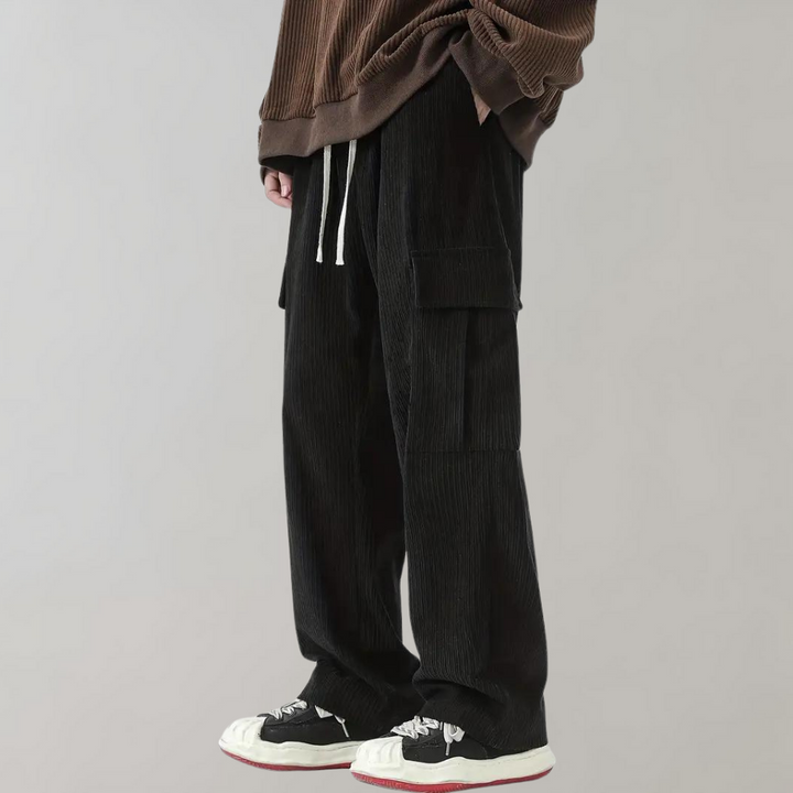 Stylish cargo trousers in corduroy with functional pockets - Balder