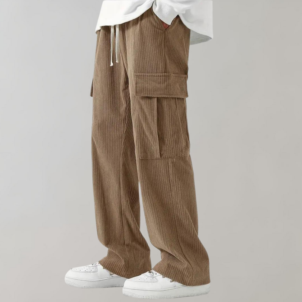 Stylish cargo trousers in corduroy with functional pockets - Balder