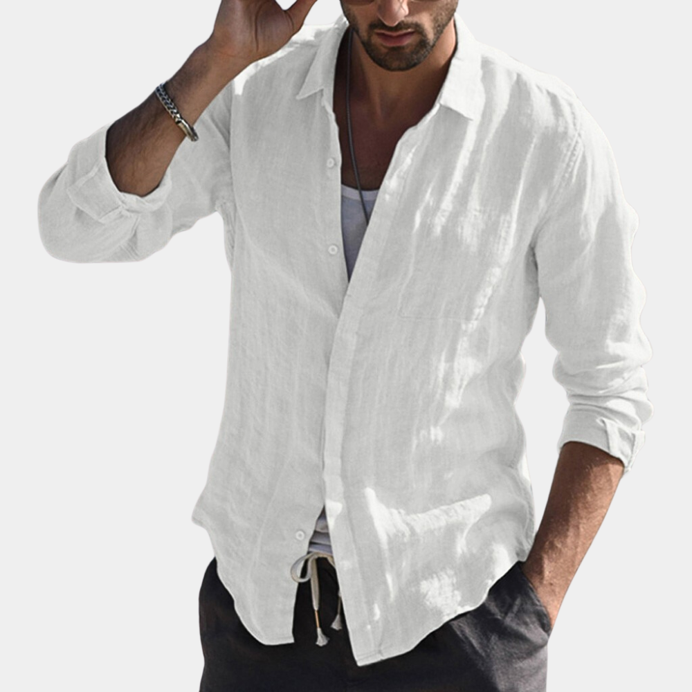 Stylish men's long sleeve shirt - Charles, perfect for smart casual ensembles.