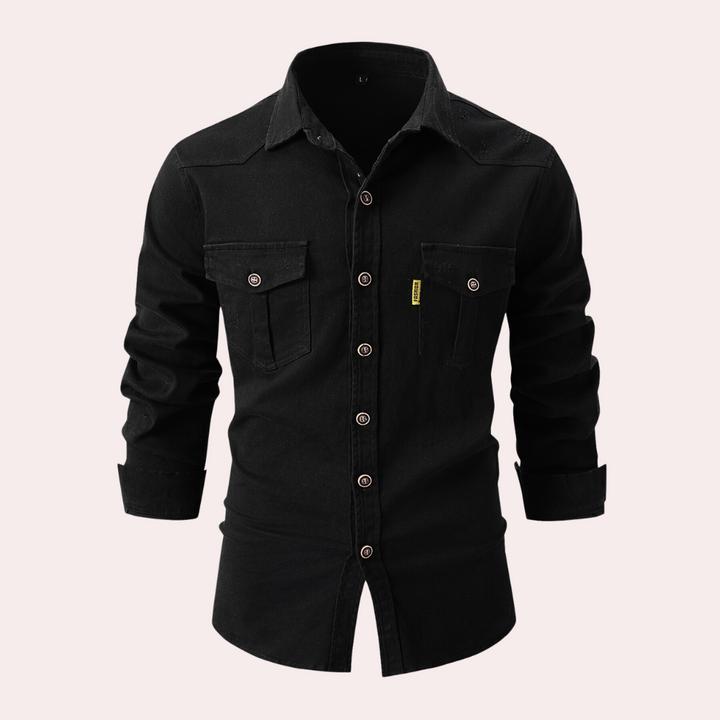 A stylish men's Lennard long-sleeved shirt with practical pockets that combines elegance with functionality.