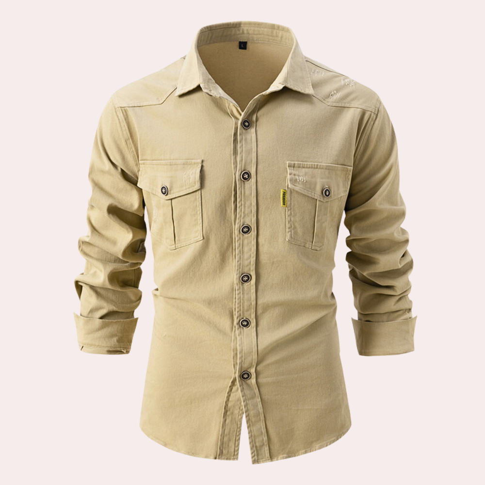 A stylish men's Lennard long-sleeved shirt with practical pockets that combines elegance with functionality.