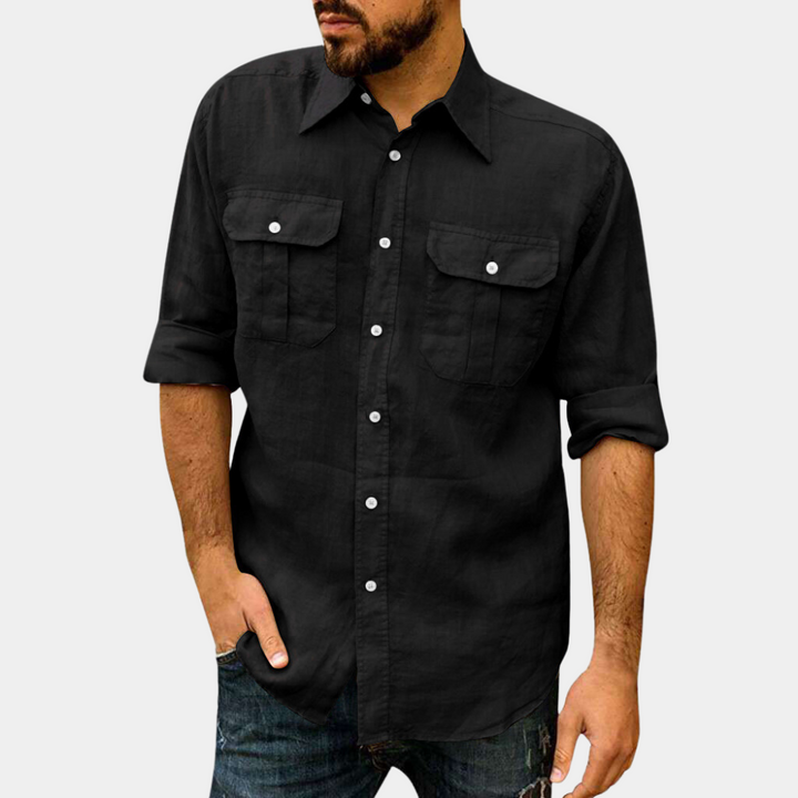 Stylish classic men's shirt with functional chest pockets - Edouard
