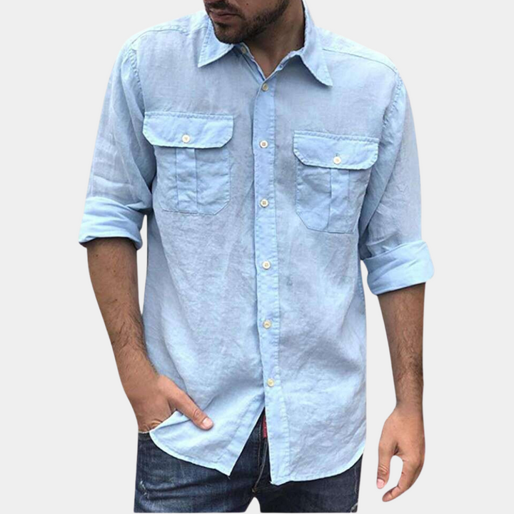 Stylish classic men's shirt with functional chest pockets - Edouard