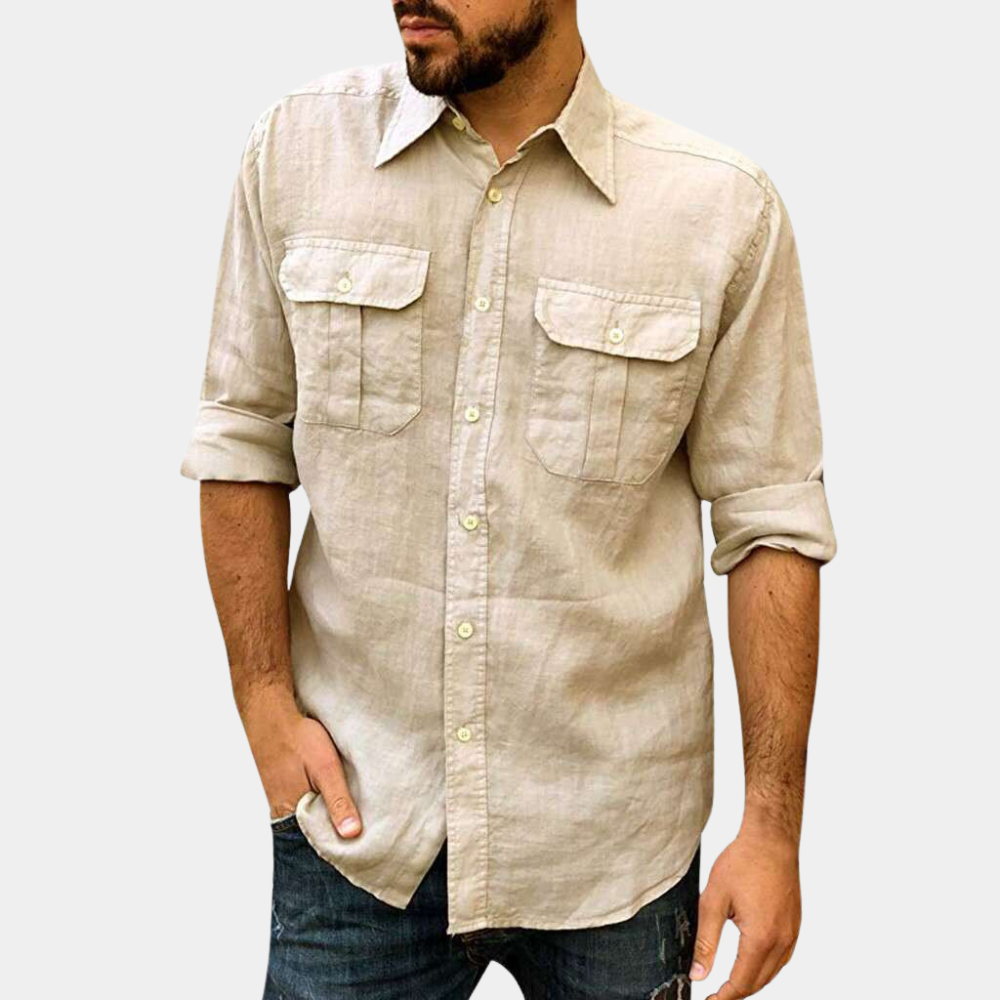 Stylish classic men's shirt with functional chest pockets - Edouard