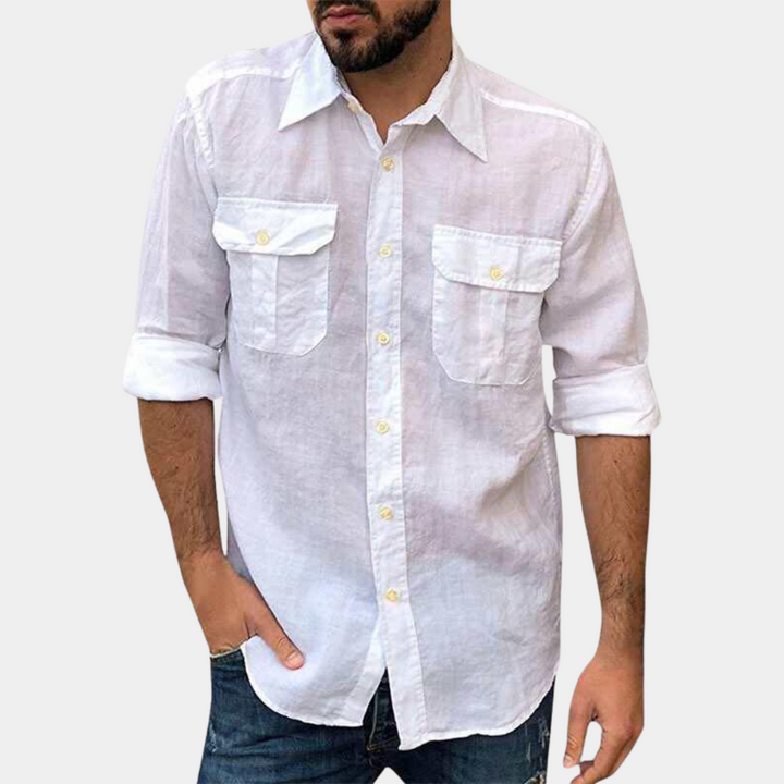 Stylish classic men's shirt with functional chest pockets - Edouard