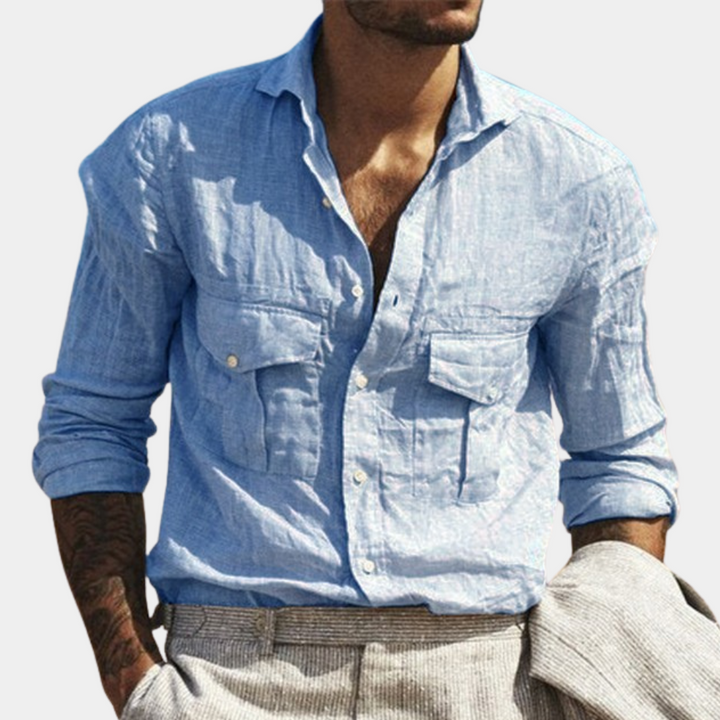 Stylish classic men's shirt with functional chest pockets - Edouard
