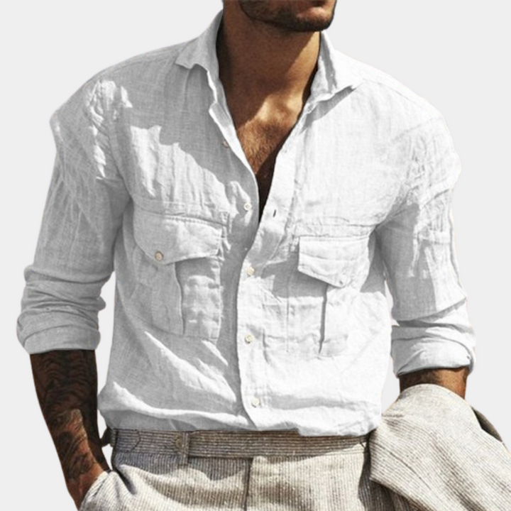 Stylish classic men's shirt with functional chest pockets - Edouard
