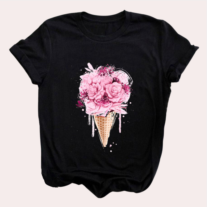 Stylish Mirielle women's T-shirt: elegance with a unique decorative print