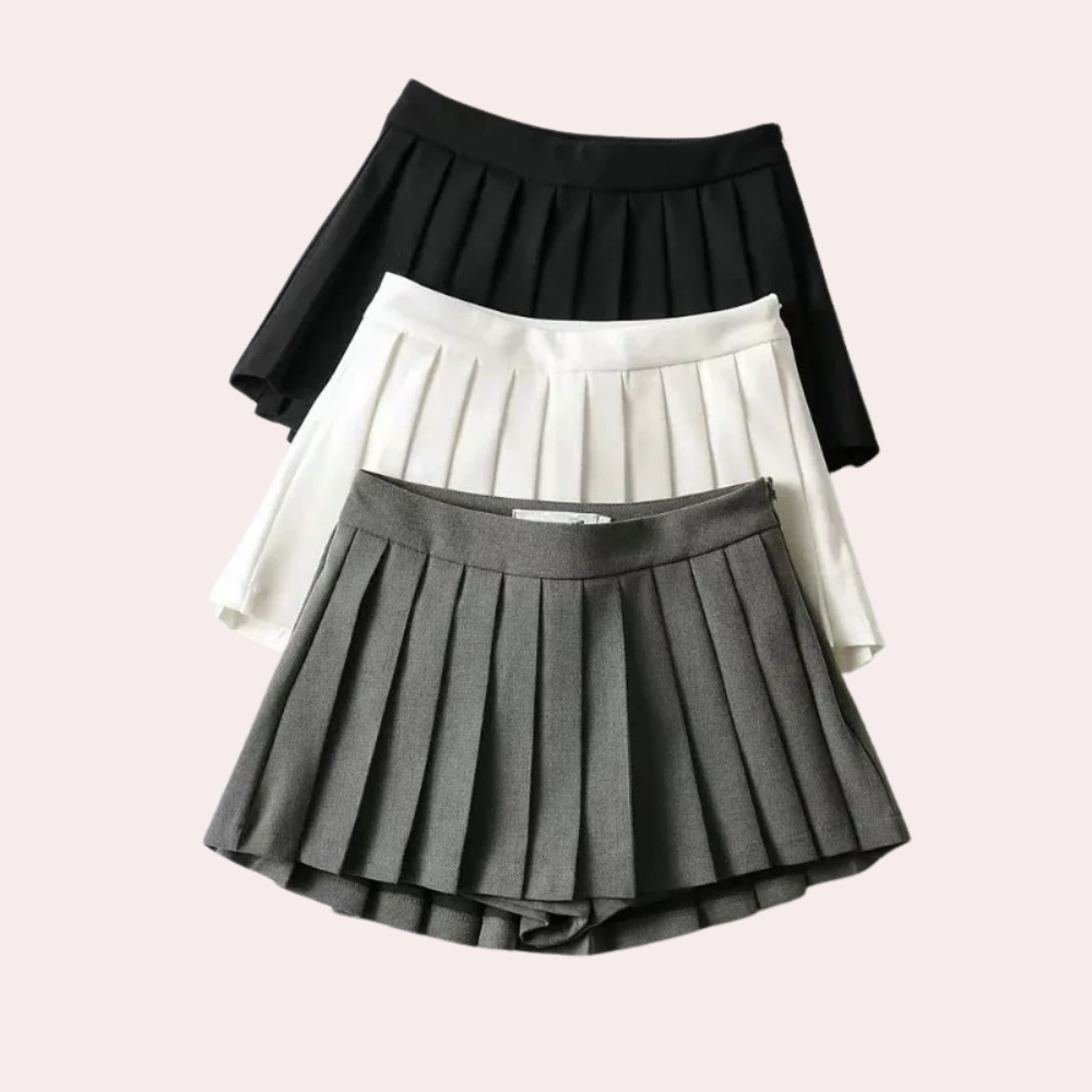 Luna - Women's stylish pleated skirt with elegant trim