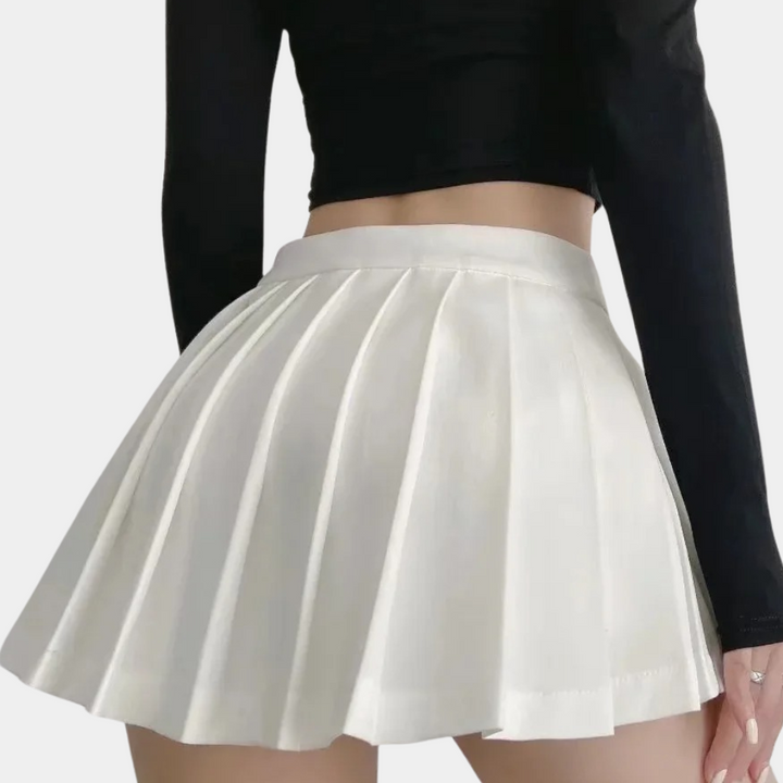 Luna - Women's stylish pleated skirt with elegant trim