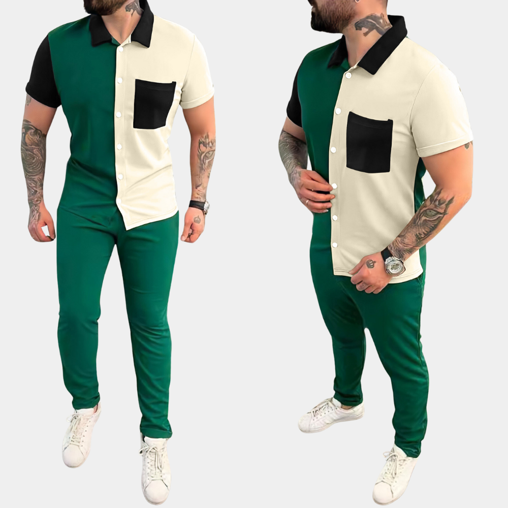 Jeter - Elegant two-piece set for men, Color Block pattern