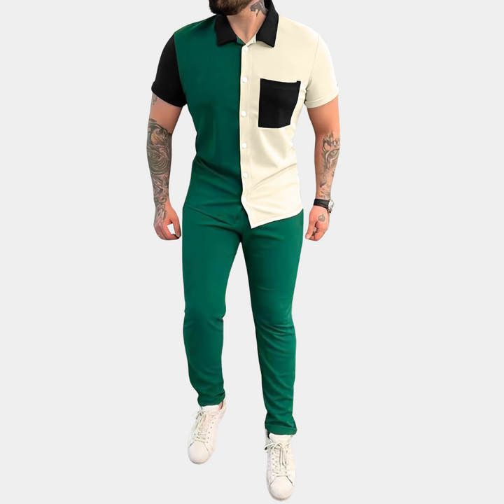 Jeter - Elegant two-piece set for men, Color Block pattern