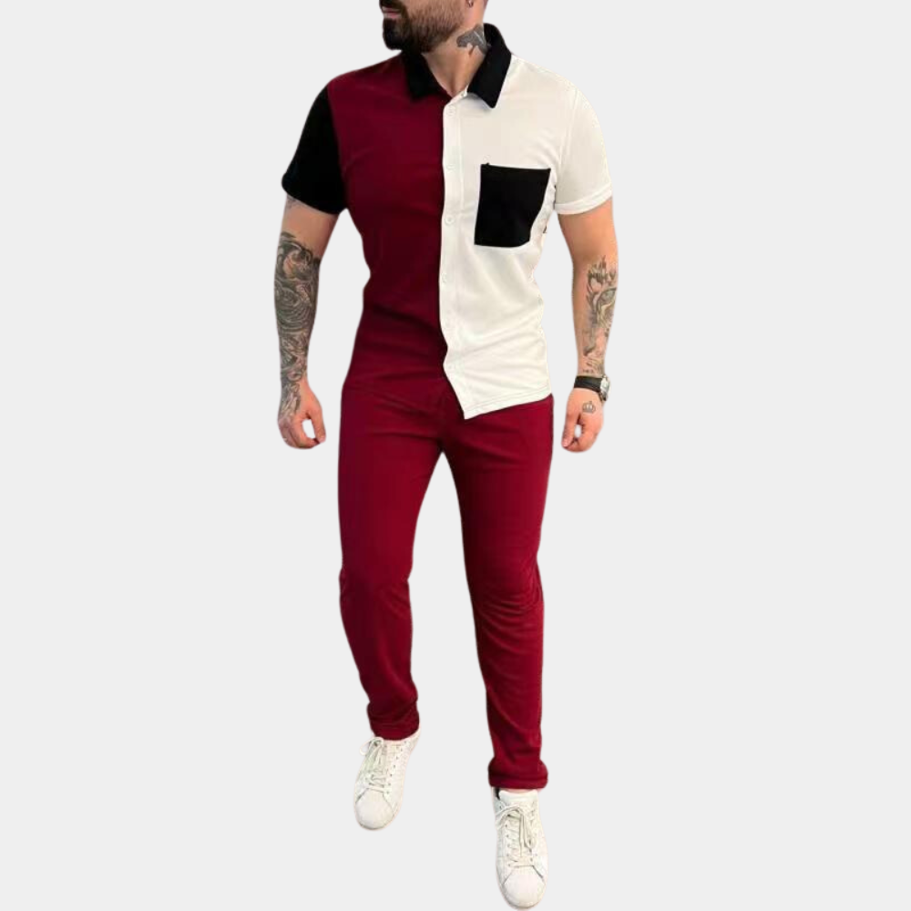 Jeter - Elegant two-piece set for men, Color Block pattern