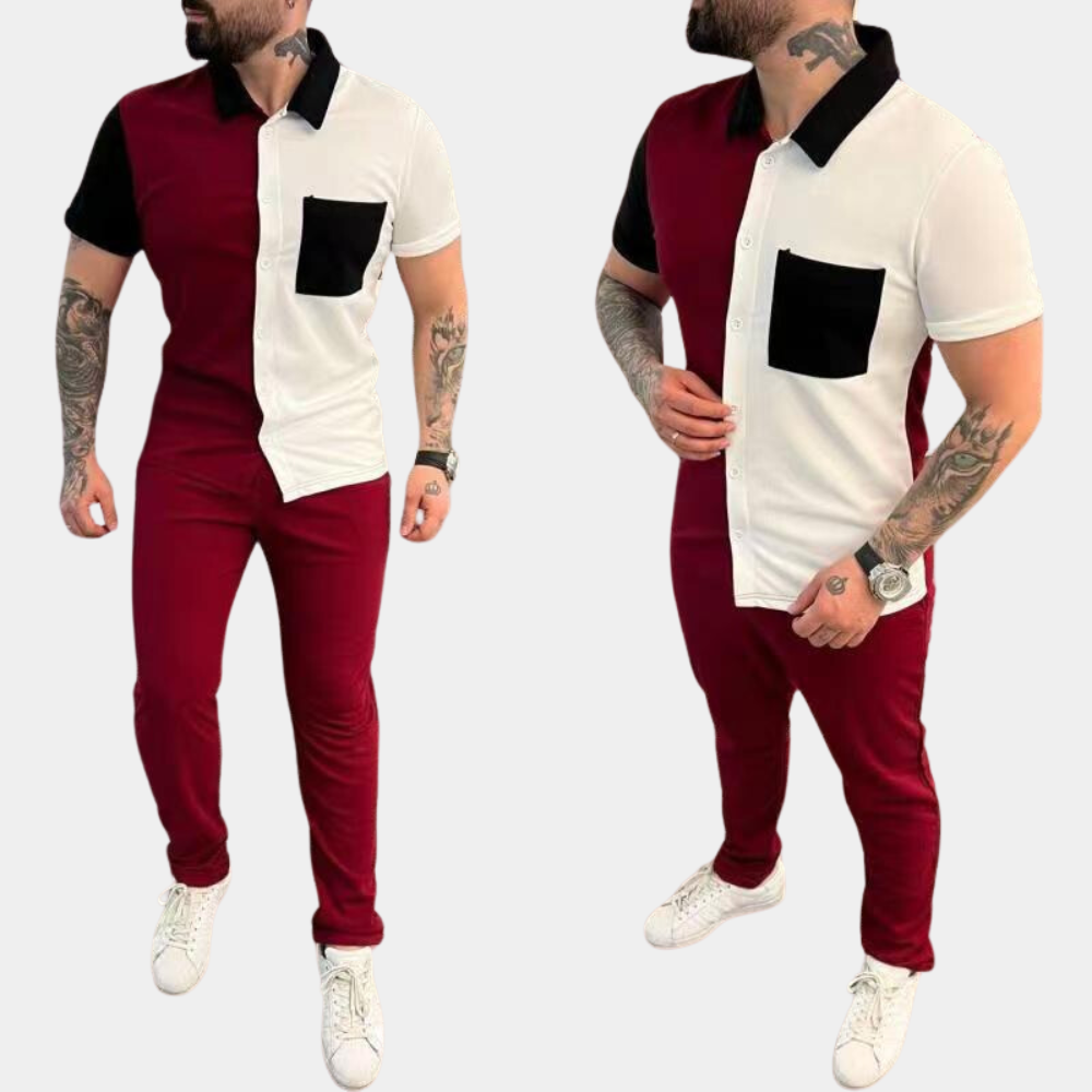 Jeter - Elegant two-piece set for men, Color Block pattern