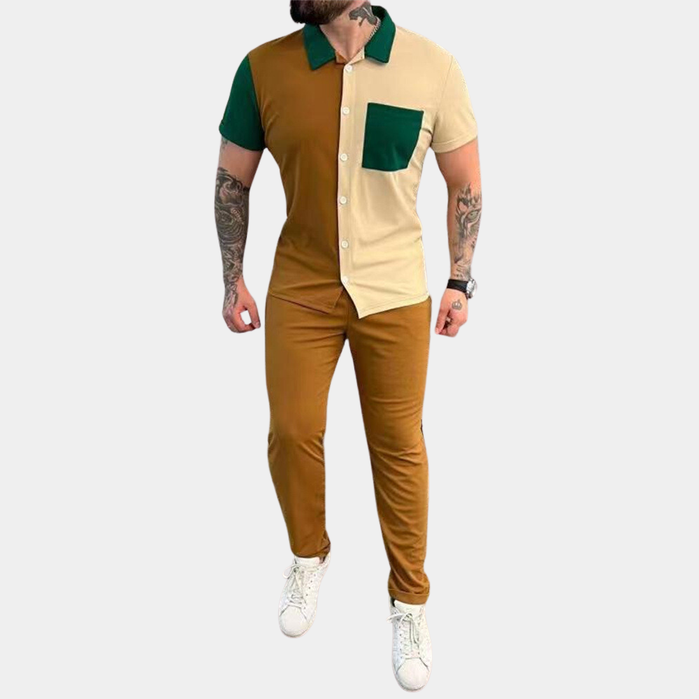 Jeter - Elegant two-piece set for men, Color Block pattern