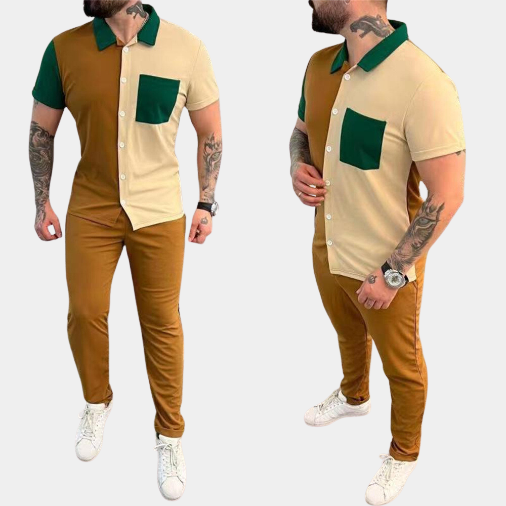 Jeter - Elegant two-piece set for men, Color Block pattern