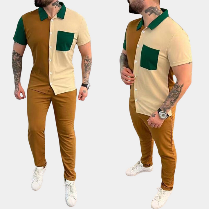 Jeter - Elegant two-piece set for men, Color Block pattern