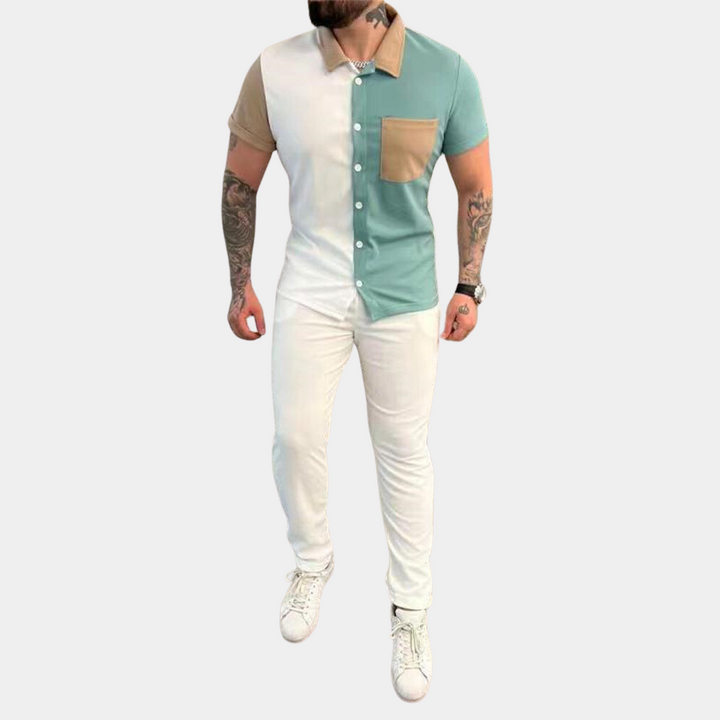 Jeter - Elegant two-piece set for men, Color Block pattern