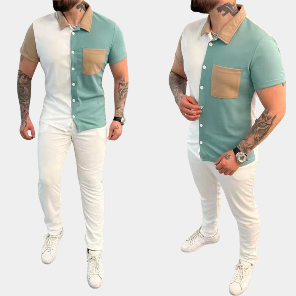 Jeter - Elegant two-piece set for men, Color Block pattern
