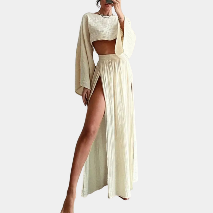Alodia - Elegant and sensual two-piece set with enticing high slit