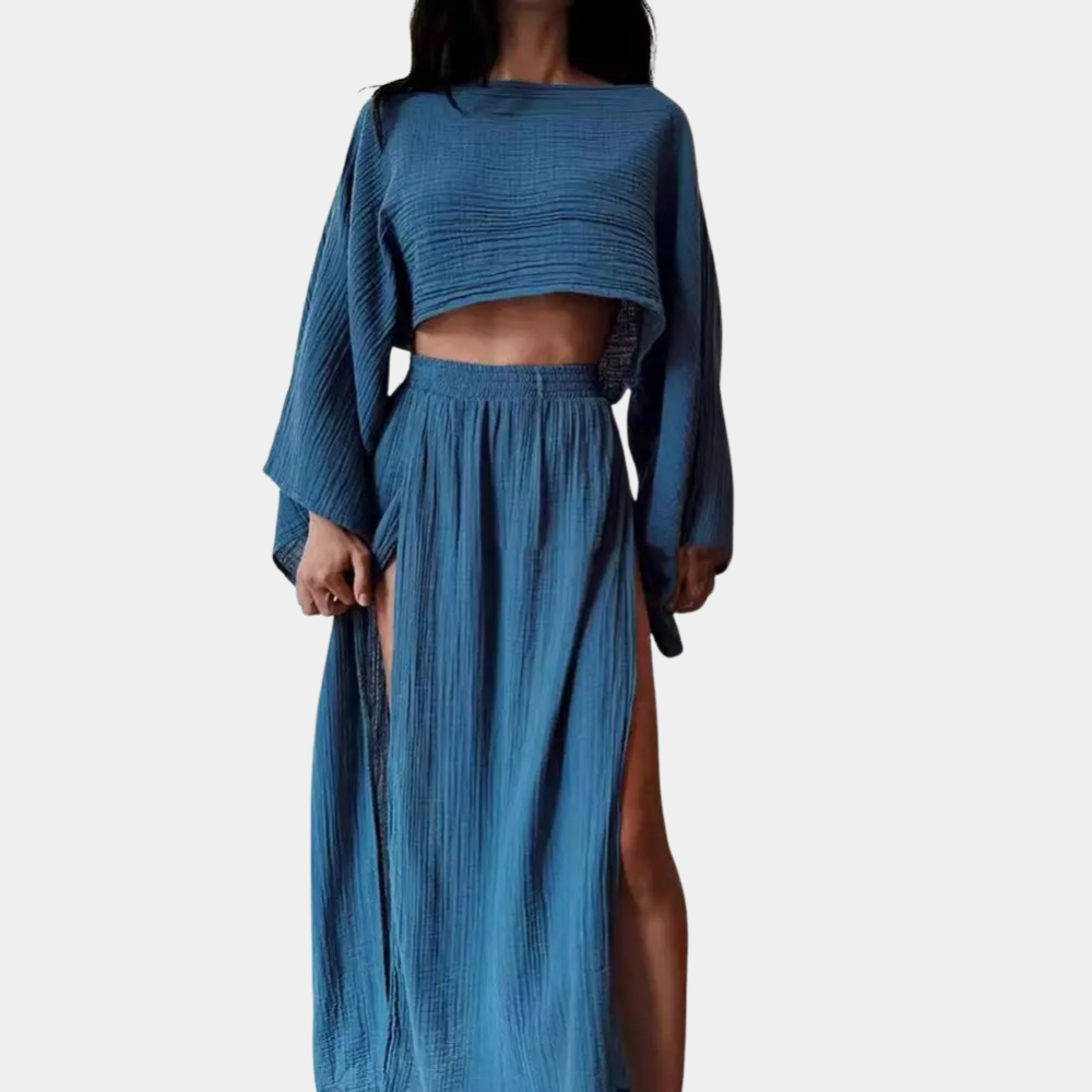 Alodia - Elegant and sensual two-piece set with enticing high slit