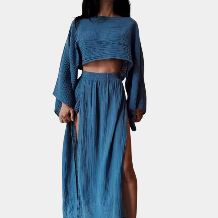 Alodia - Elegant and sensual two-piece set with enticing high slit