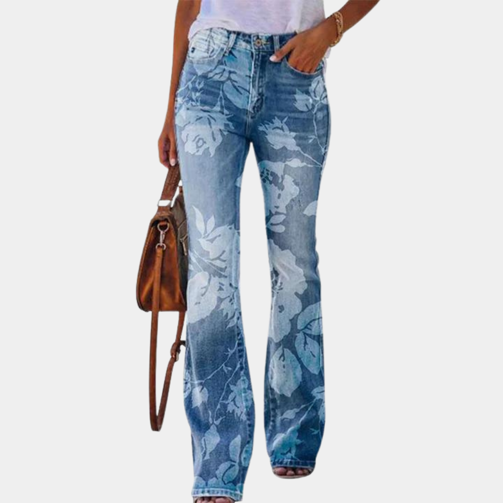 Rosmunda - Stylish women's jeans in on-trend flared cut with smart buttons