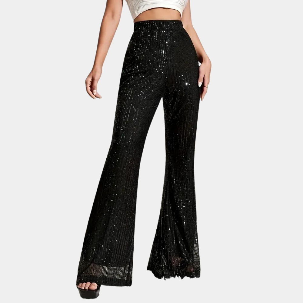 Miuccia - Elegant flared trousers with dazzling sequins