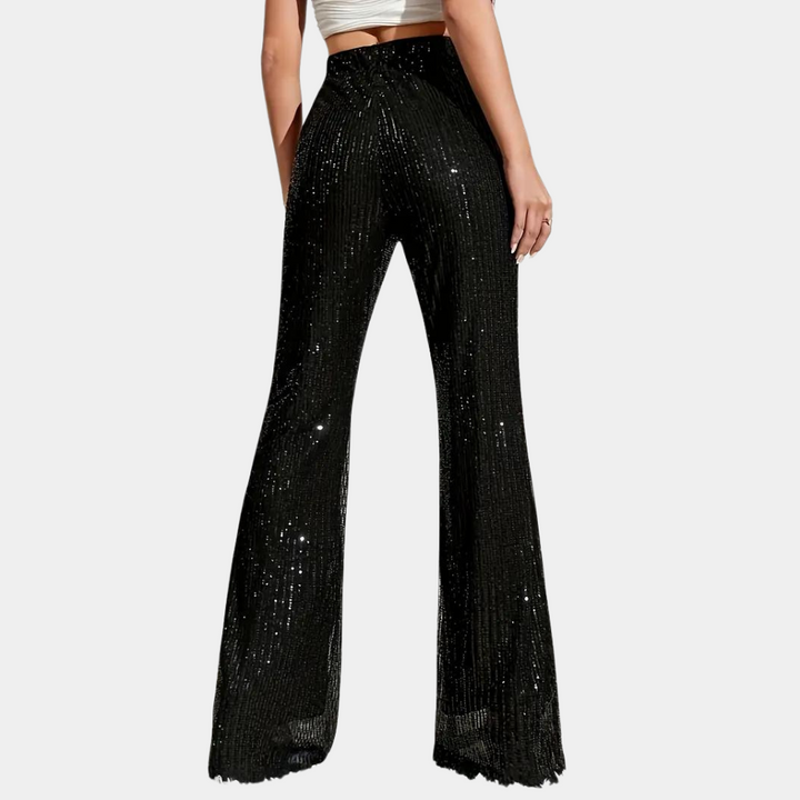 Miuccia - Elegant flared trousers with dazzling sequins