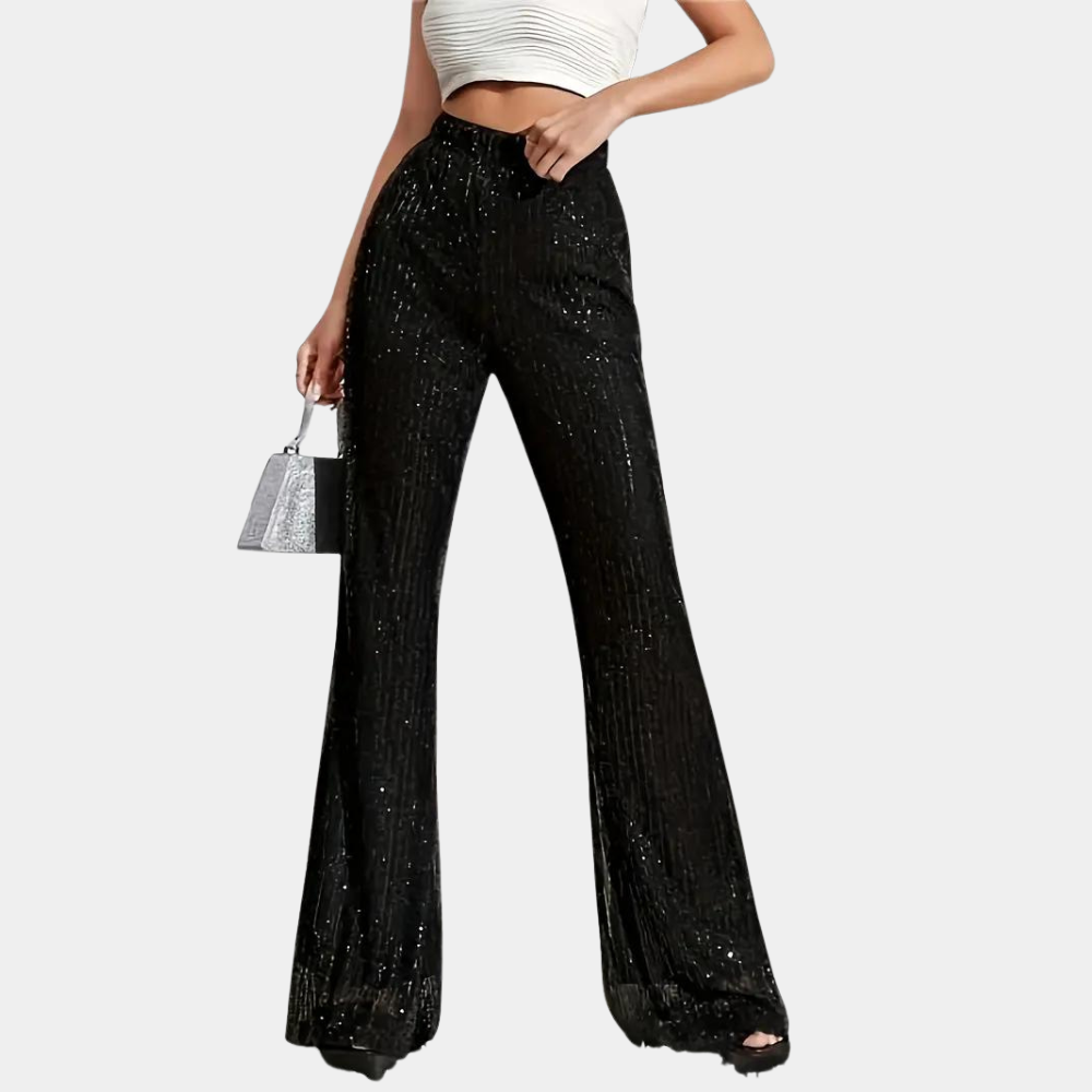 Miuccia - Elegant flared trousers with dazzling sequins