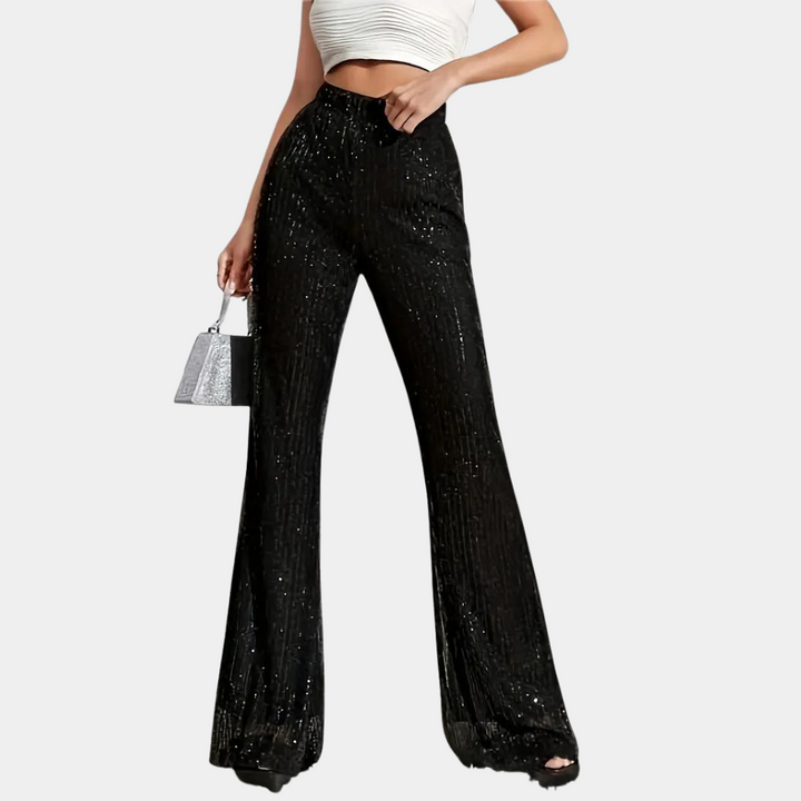 Miuccia - Elegant flared trousers with dazzling sequins