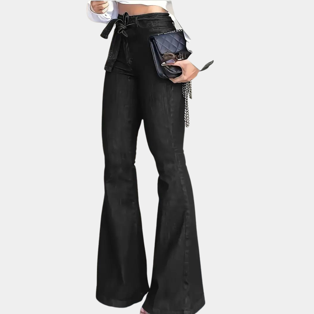 Stylish women's high-waisted trousers with a flared cut from Terza
