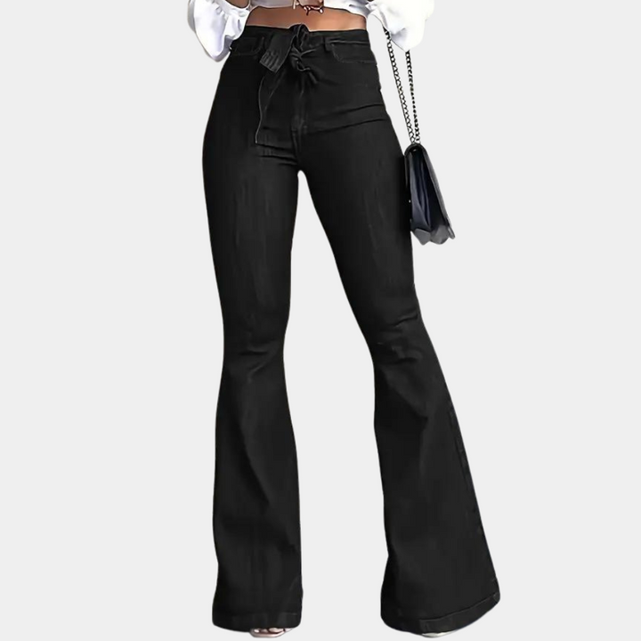Stylish women's high-waisted trousers with a flared cut from Terza
